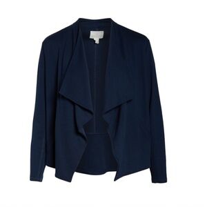 Caslon Navy Blue Women's Drape Collar Knit Blazer